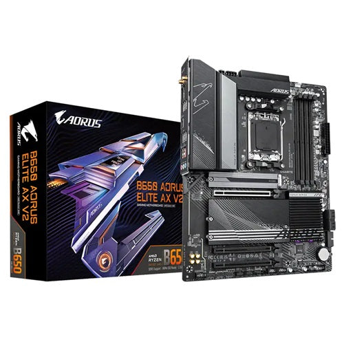 Gigabyte B650 AORUS ELITE AX V2, 1.0 AMD AM5 ATX Motherboard 4x DDR5~128GB,3x PCIe x16, 3x M.2, 4x SATA 6, 7x USB 3.2, 1x USB-C, 4x USB 2.0, 3 Year Warranty
