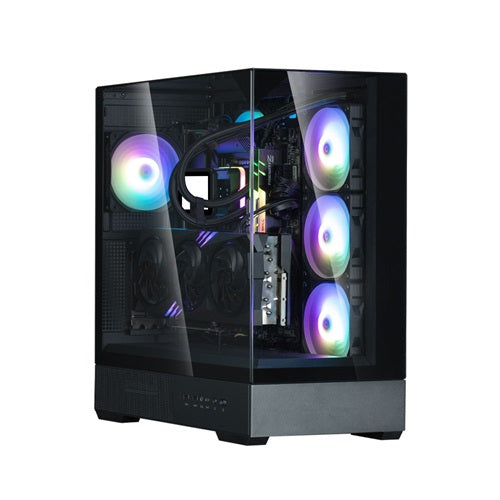 Zalman P40 PRISM BLACK, Mid-Tower, Tempered Glass, Drive Bays: 3x Combo(3.5'' or 2.5"), Expansion Slot: 7, Motherboard Support: ATX/mATX/Mini-ITX, Pre-Installed Fan: 1x120mm, ARGB, 1 Year Warranty