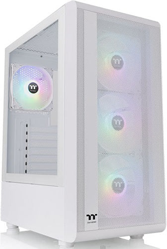 Thermaltake CA-1X2-00M6WN-01, S200, Mid-Tower, Tempered Glass, Drive Bays: 2 x 3.5”, Expansion Slot: 7, Motherboard Support: Mini ITX, Preinstalled Fan:3x120mm, ARGB, Snow White, 3 Year Warranty