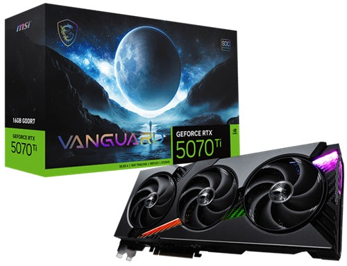 MSI GeForce RTX™ 5070 Ti 16G VANGUARD SOC, Nvidia RTX 5070 Ti, 16GB GDDR7 RAM, Core Clock: 2602MHz, Cuda Core: 8960, 1xHDMI, 3xDP, PSU: 750W, PCIe 5.0, 3 Year Warranty
