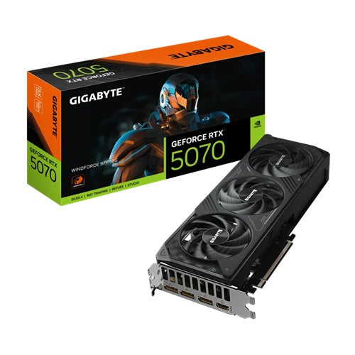 Gigabyte GV-N5070WF3-OC-12GD, Nvidia GeForce RTX™ 5070 WINDFORCE SFF, 12GB GDDR7, Core Clock: 2512MHz, Cuda Core: 6144, 1xHDMI, 3xDP, PSU: 750W, PCIe5.0, 3 Year Warranty