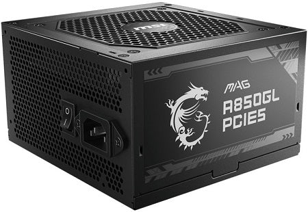 Msi Mag A850 Gl Pcie5 850 W Up To 90% (80 Plus Gold) Atx Power Supply Unit, Pfc, 100~240 Vac, 850 W, 47 63 Hz, Pci E, Sata, Fdd