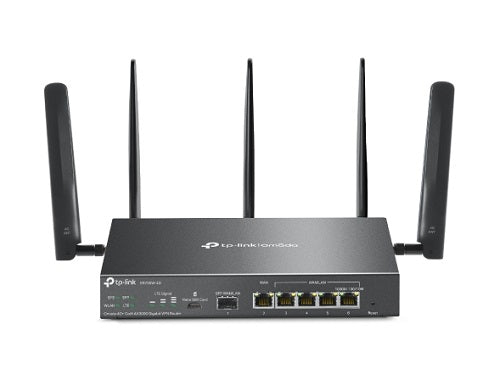 TP-Link ER706W-4G, Omada 4G+ Cat6 AX3000 Gigabit VPN Router, Wireless AX, 1xGbE WAN Port, 4xGbE LAN/WAN Port, 1xGbE SFP Port, MU-MIMO, OFDMA, 3 Year Warranty