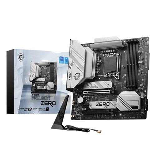 Msi B760 M Project Zero Motherboard, Intel B760, 4x Ddr5 256 Gb, 1x Hdmi, 2x Pci E X16 Slot, 2x M.2, 8x Usb 2.0, Wi Fi 6 E