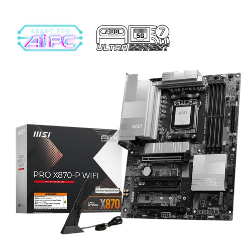 Msi Pro X870 P Wifi, Amd Am5 Atx Motherboard 4x Ddr5~256 Gb, 4x Pc Ie X16, 3 M.2, 4x Usb 3.2,4x Usb 2.0, 2x Usb C