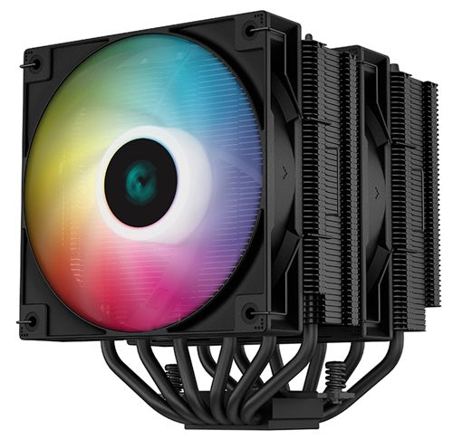 DeepCool R-AG620-BKANMN-G-2, Dual-Tower CPU Cooler, 2x 120mm Fan, 6 Copper Heat Pipes, Black, ARGB, Intel LGA2066/2011-v3/2011/1700/1200/1151/1150/1155 AMD AM5/AM4, 1 Year Warranty