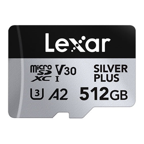 Lexar LMSSIPL512G-BNANG, Silver Plus, 512GB, MicroSDXC, UHS-I U3, Read Speed: Up to 205MB/s, Write Speed: Up to 150MB/s, Limited Lifetime Warranty
