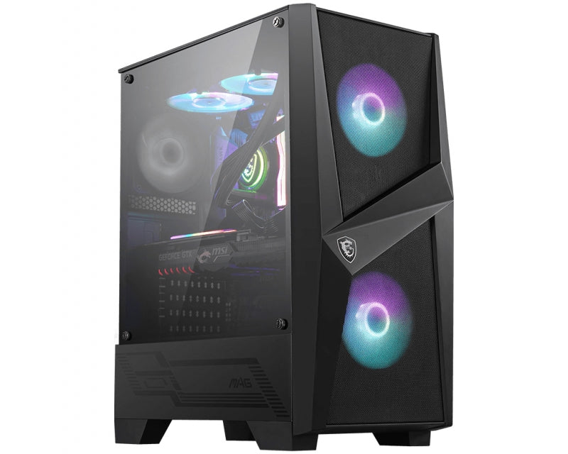 MSI MAG FORGE 100R, Mid-Tower, Tempered Glass, Drive Bays: 3x2.5", 2x3.5", Expansion Slot: 7, Motherboard Support: ATX/Micro-ATX/Mini-ITX, Pre-Installed Fan: 3x120mm, Black, 1 Year Warranty