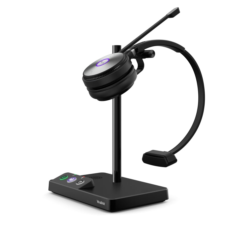 Yealink WH62-Mono-UC, Mono UC DECT Headset, Wireless, Busylight, Leather Ear Cushions, Black, 1 Year Warranty