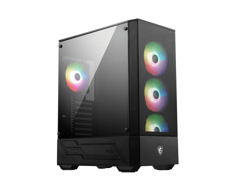 MSI MAG FORGE 112R, Mid-Tower, Tempered Glass, Drive Bays: 2x3.5", 3x2.5", Expansion Slot: 7, Motherboard Support: ATX/M-ATX/ITX, Pre-Installed fan: 4x120mm, Black, 1 Year Warranty