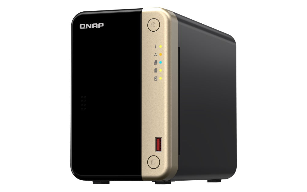 Qnap Ts 264 8 G 2 Bay Desktop Nas 8 Gb Ddr4 Onboard Not Expandable 2 X 3.5'/2.5' Sata 6 Gb/S Drive Bays 2 X M.2 2280 Pc Ie Gen 3 X1 Slots 2 X 2.5 Gb E