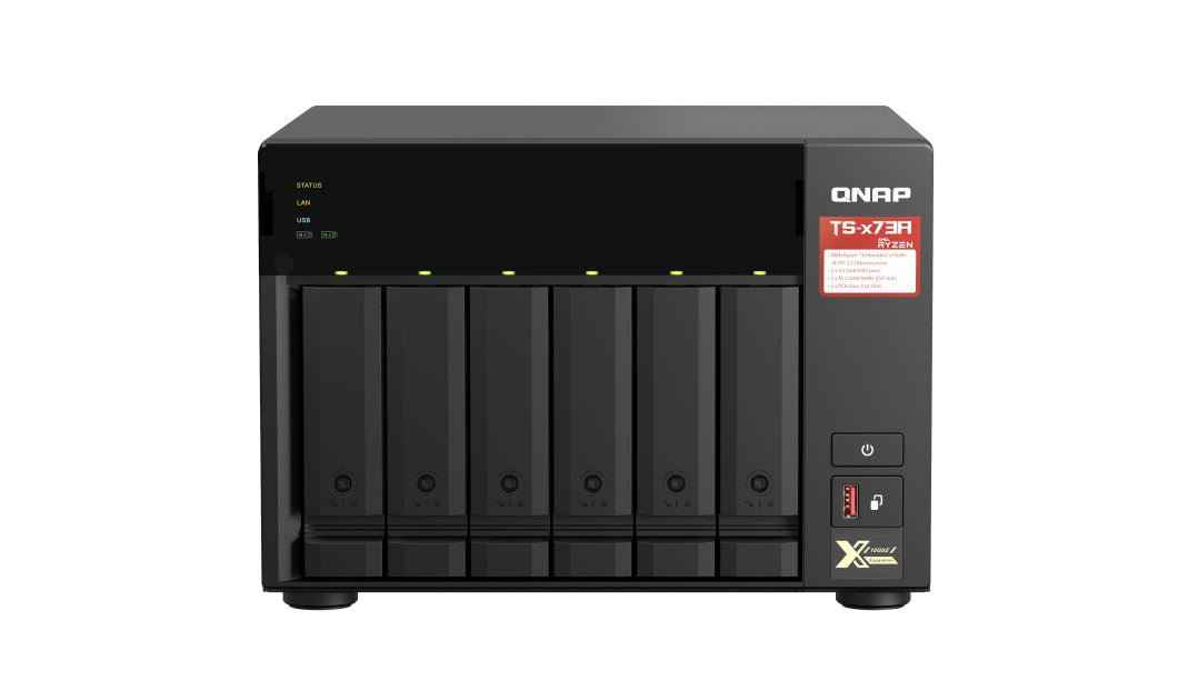 Qnap Ts 673 A 8 G 6 Bay Nas Amd Ryzen™ Embedded V1500 B Quad Core 2.2 G Hz 8 G Ddr4 2x M.2 2280 Pc Ie Gen3 X1 Slots 2x2.5 G El 3x Usb3.2 Hot Swappable 3 Yr Wty