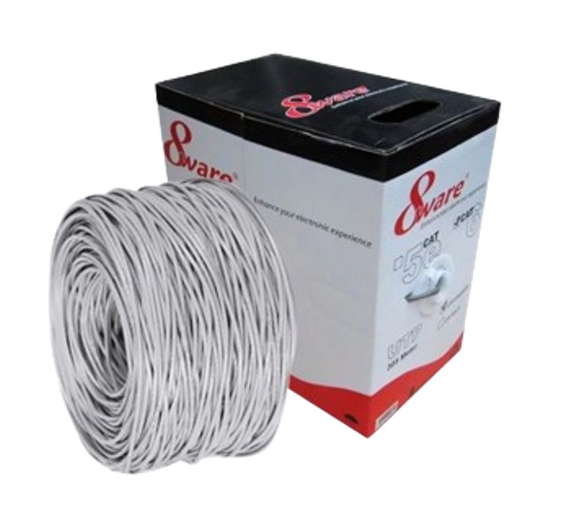 8 Ware Cat5 E 100m Solid Copper Cable Roll On Box With Dispenser 24 Awg 10/100 8 Core Oxygen Free Copper 4 Pairs Unshielded White
