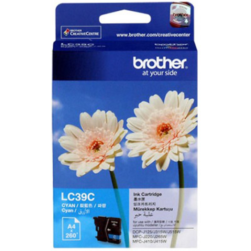 Brother Lc 39 C Cyan Ink Cartridge Dcp J125/J315 W/J515 W Mfc J220/J265 W/J410/J415 W/J140 W Up To 260 Pages