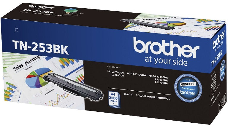 Brother Tn 253 Bk Black Toner Cartridge To Suit Hl 3230 Cdw/3270 Cdw/Dcp L3015 Cdw/Mfc L3745 Cdw/L3750 Cdw/L3770 Cdw (2,500 Pages)