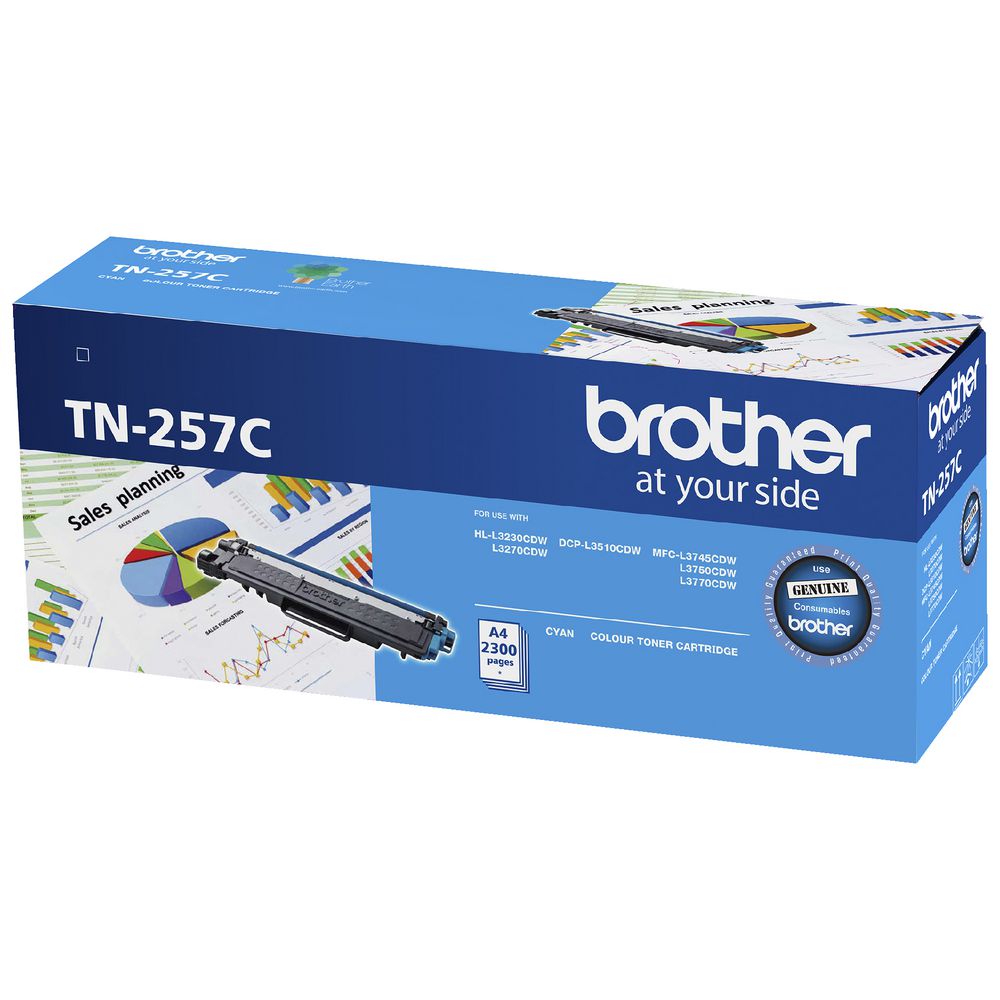 Brother Tn 257 C Cyan High Yield Toner Cartridge To Suit Hl 3230 Cdw/3270 Cdw/Dcp L3015 Cdw/Mfc L3745 Cdw/L3750 Cdw/L3770 Cdw (2,300 Pages)