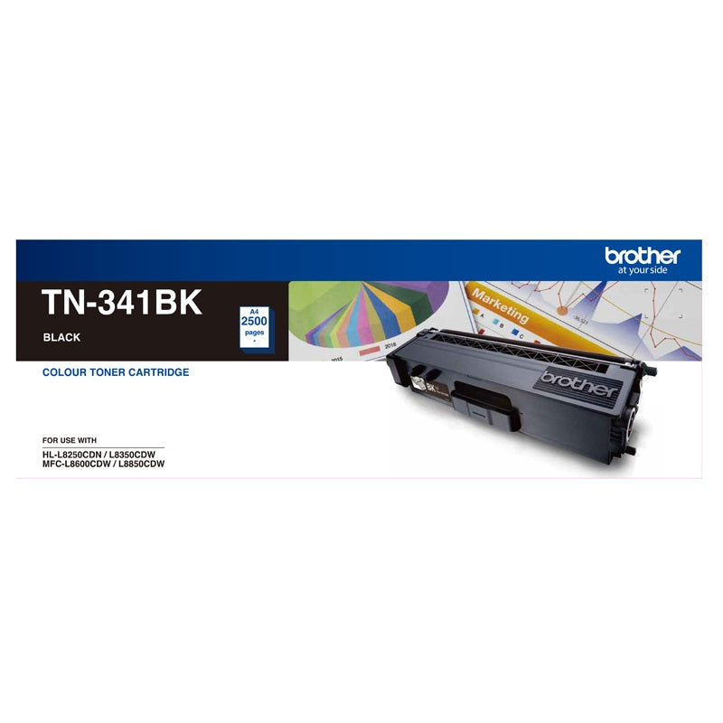Brother Tn 341 Bk Colour Laser Standard Yield Black Toner To Suit Hl L8250 Cdn/8350 Cdw Mfc L8600 Cdw/L8850 Cdw 2500 Pages
