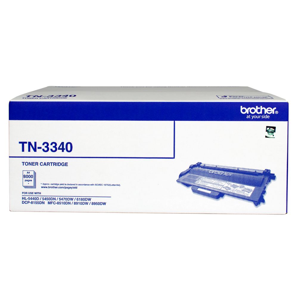Brother Tn 3340 Mono Laser Toner High Yield Hl 5440 D/5450 Dn/5470 Dw/6180 Dw & Mfc 8510 Dn/8910 Dw/8950 Dw & Dcp 8155 Dn Up To 8000 Pages