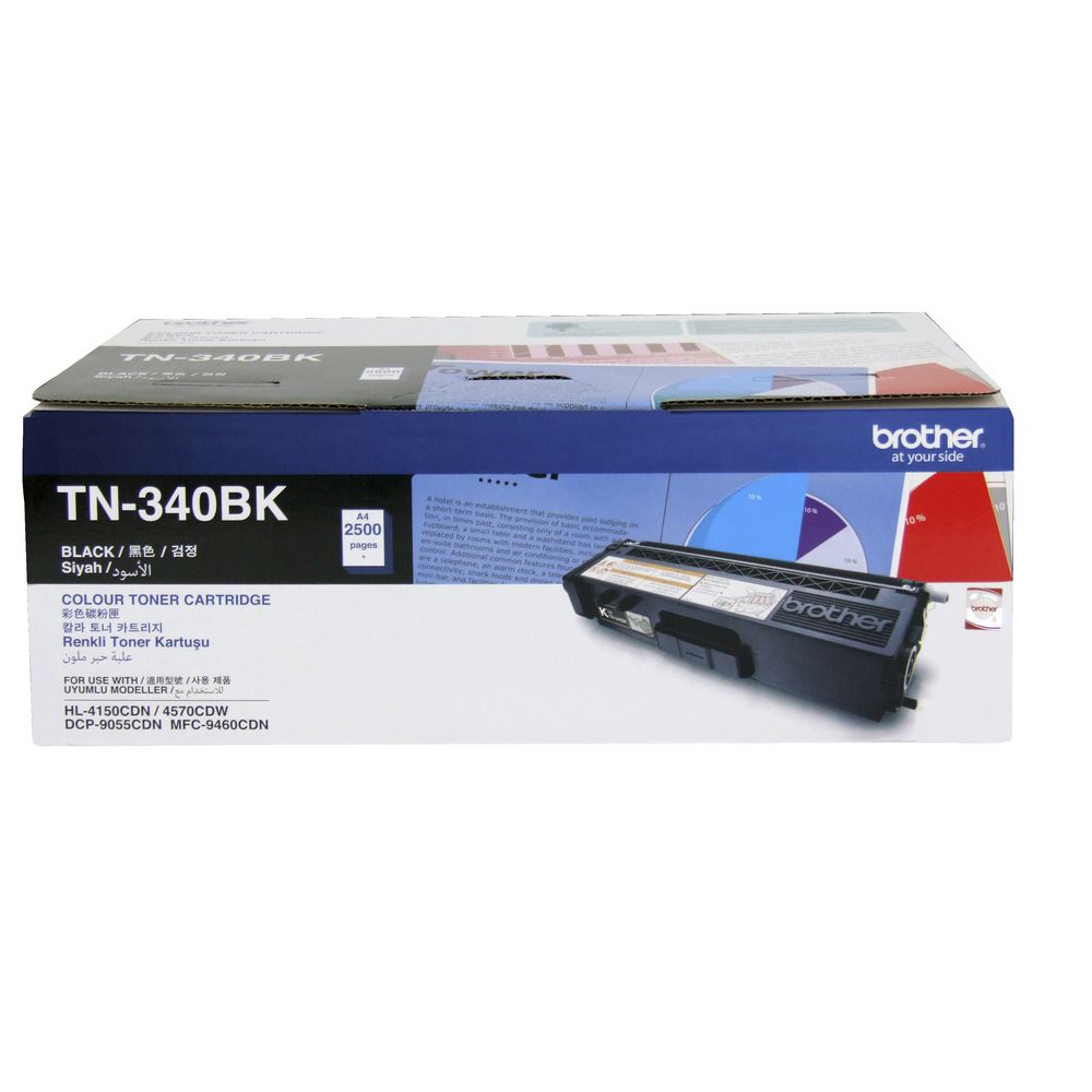 Brother Tn-340Bk Colour Laser Toner Standard Yield Black, Hl 4150 Cdn/4570 Cdw, Dcp 9055 Cdn, Mfc 9460 Cdn/9970 Cdw 2500 Pages