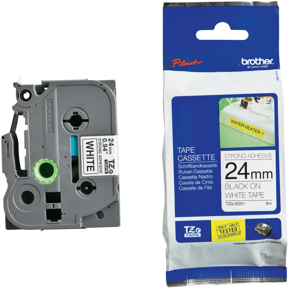 Brother 24 Mm Black White Tape Strong Adhesive Tze Tape