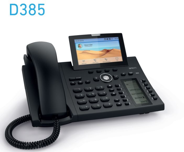 Snom D385 12 Line Ip Phone, Sip Desktop Phone Colour, Smart Screen, Sensor Hook Switch, Bluetooth, Usb