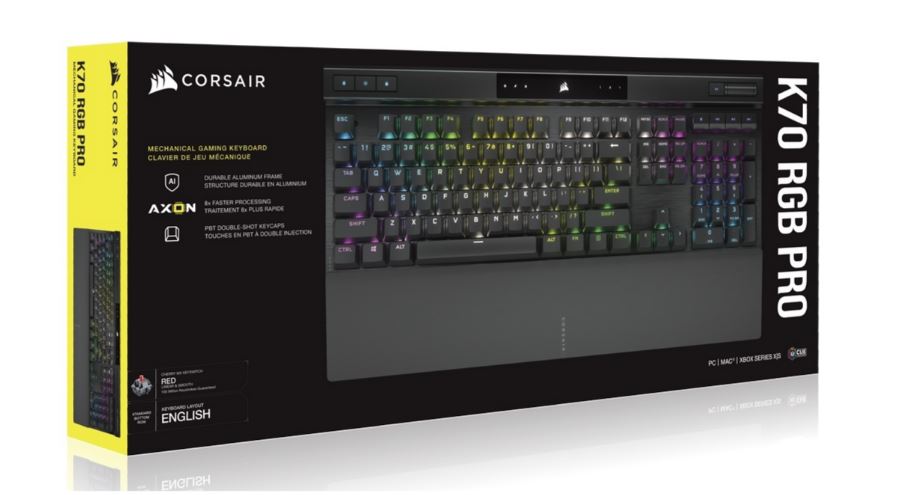 Corsair K70 Rgb Pro Mechanical Gaming Keyboard, Backlit Rgb Led, Cherry Mx Brown, Black, Black Pbt Keycaps, Professional Gaming