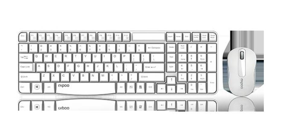 Rapoo X1800 S 2.4 G Hz Wireless Optical Keyboard Mouse Combo Black 1000 Dpi Nano Receiver 12m Battery (White) By Order