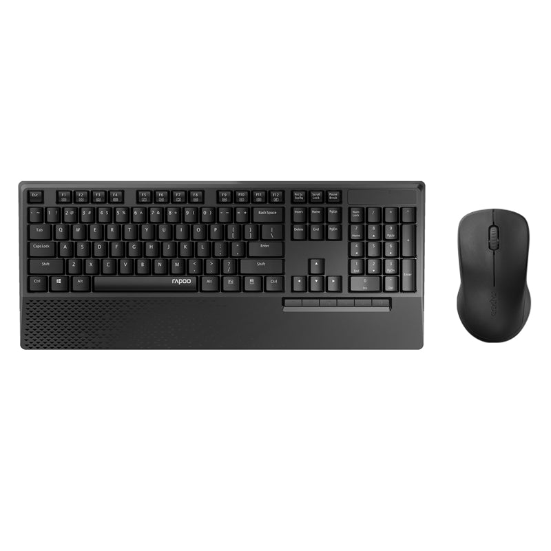 Rapoo X1960 Wireless Mouse And Keyboard Combo With Palm Res 1000 Dpi, Wireless 2.4 G, 10m Range, Spill Resistant, Plug And Play