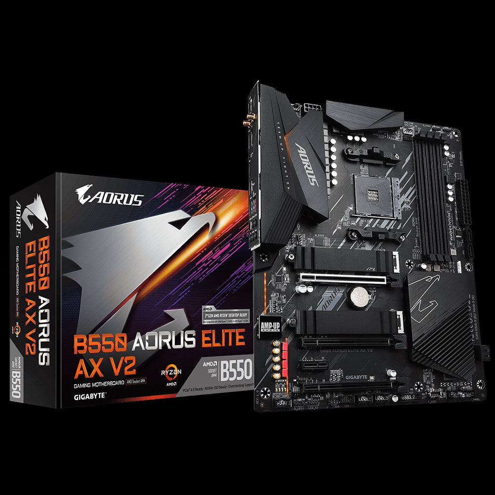 Gigabyte B550 Aorus Elite Ax V2 Amd Ryzen Atx Motherboard 4x Ddr4 4x Sata 2x M.2 Dp Hdmi Lan Raid 3x Pci Ex16 4x Usb3.2