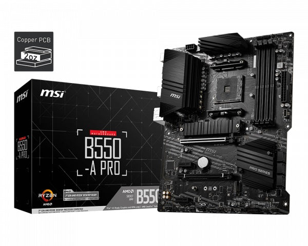 Msi B550 A Pro Am4 Atx Mb 4x Ddr4 2x Pcie 2x M.2 Hdmi Dp Raid Lan Tpm 6x Sataiii 2x Usb3.2 8x Usb2.0