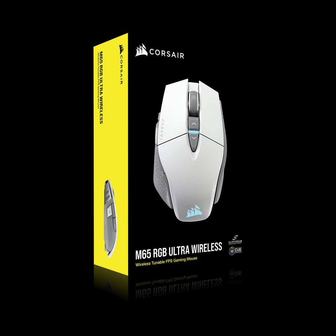 Corsair M65 Rgb Ultra Wireless White Tunable Fps Gaming Mouse, Corsair Marksman 26,000 Dpi Optical Sensor, I Cue Software.