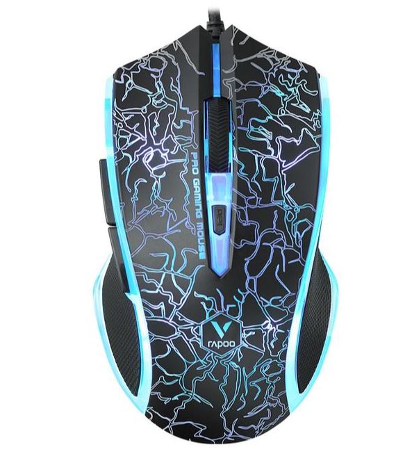 Rapoo V20 S Wired Led Optical Gaming Mouse Black Up To 3000dpi 16m Colour 5 Programmable Buttons (Ls)