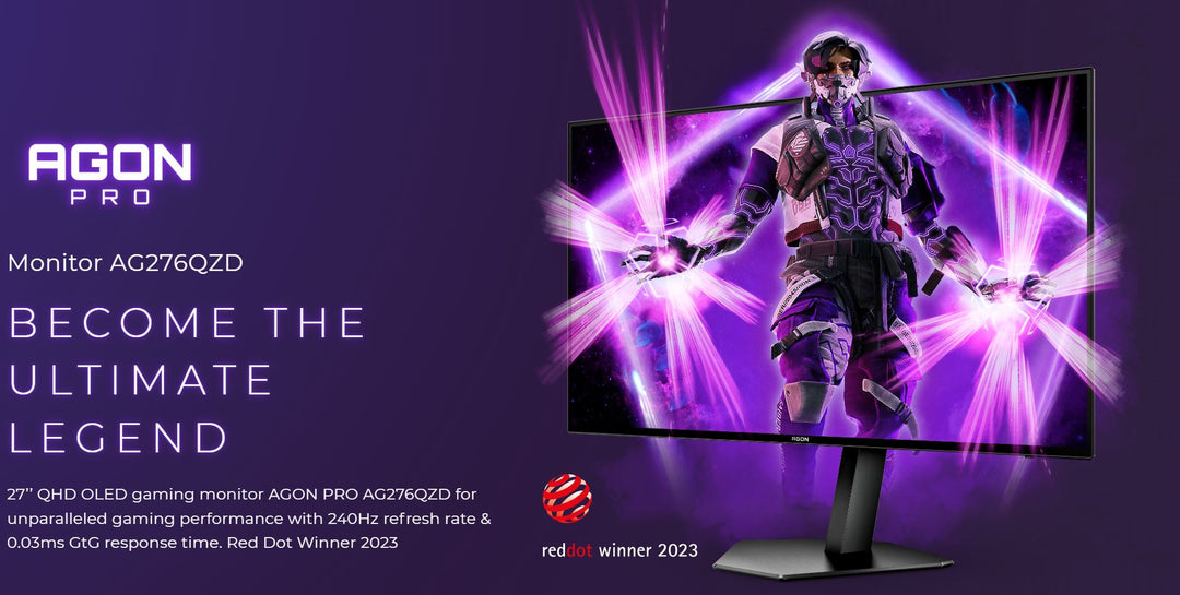 Agon Editor's Choice Oled 27' 2 K 256x1440, Qhd, 240hz Ultra Fast 0.01ms, 16:9. Speakers, Vesa, Height Adjust.Ag276 Qzd Monitor