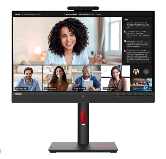 Lenovo Think Vision T24mv 23.8'/24' Fhd Usb C Docking Ips Monitor Height Adjust Tilt Swivel Pivot Webcam Daisy Chain Dp Hdmi Lan 4x Usb3.2 Hub Speakers