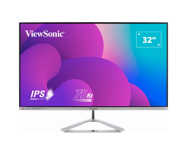 View Sonic 32' Office Professional Stylish Elegant & Ultra Thin Bezel, Super Clear Ips 4ms, Fhd, Hdmi, Dp, Vga, Speakers, Low Energy 26w, V100, Monitor