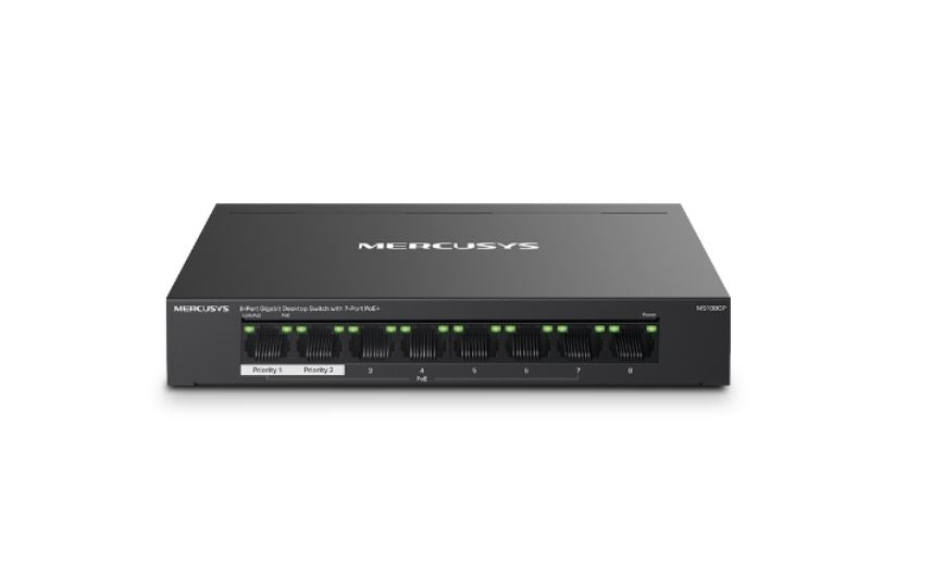 Mercusys Ms108 Gp 8 Port Gigabit Desktop Switch With 7 Port Po E+, Up To 250 M