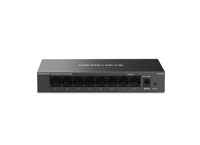 Mercusys Ms108 Gs 8 Port Gigabit Desktop Switch, 8×10/100/1000 Mbps Rj45 Port Supporting Auto Mdi/Mdix