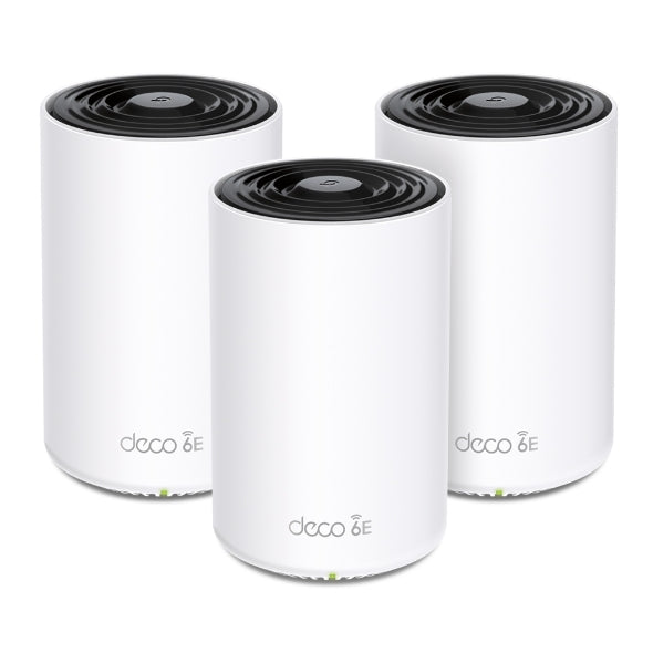 Tp Link Deco Xe75 Pro(3 Pack) Axe5400 Tri Band Mesh Wi Fi 6 E System, 574 Mbps At 2.4 G Hz + 2402 Mbps At 5 G Hz + 2402 Mbps At 6 G Hz