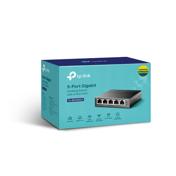 Tp Link Tl Sg1005 Lp 5 Port Gigabit Desktop Switch With 4 Port Po E+, Up To 40 W For All Po E Ports, Up To 30 W Each Port