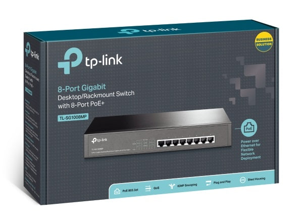 Tp Link Tl Sg1008 Mp 8 Port Gigabit Desktop/Rackmount Switch With 8 Port Po E+ (Replacement Model Of Tl Sg1008 Pe)