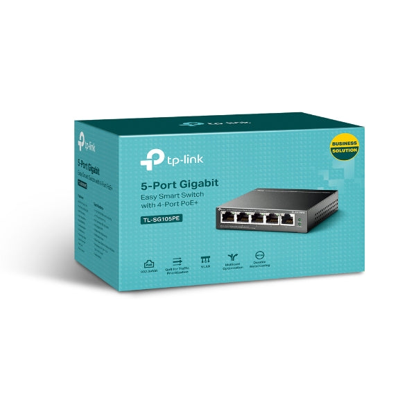 Tp Link Tl Sg105 Pe 5 Port Gigabit Easy Smart Switch With 4 Port Po E+, Up To 65 W For All Po E Ports, Up To 30 W Each Po E Port