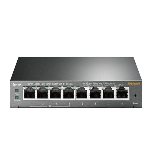 Tp Link Tl Sg108 Pe 8 Port Gigabit Easy Smart Switch With 4 Port Po E, 55 W Ieee 802.3af, Fanless, Vlan Features