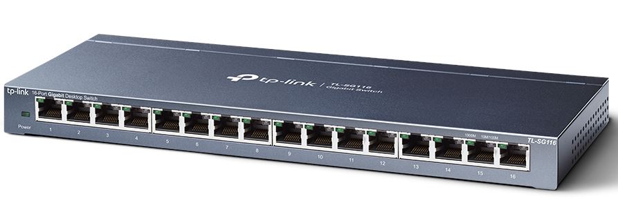 Tp Link Tl Sg116 16 Port Gigabit Unmanaged Desktop/Wall Mounting Switch 32 Gbps Capacity 23.81 Mpps 8 K Mac 4.1 Mb Buffer Fanless
