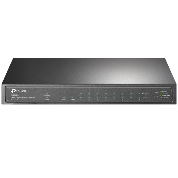 Tp Link Tl Sg1210 P 10 Port Gigabit Desktop Switch With 8 Port Po E+ Igmp Snooping 1 Gigabit Sfp Slot, Fanless