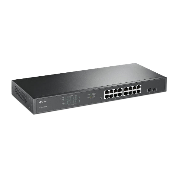 Tp Link Tl Sg1218 Mpe 16 Port Gigabit Po E+ Easy Smart Switch, 16 Gigabit Rj45 Ports, 2 Sfp Slots, 802.3at/Af, 192 W Po E Power, 1 U 19 Inch Rack Mountable