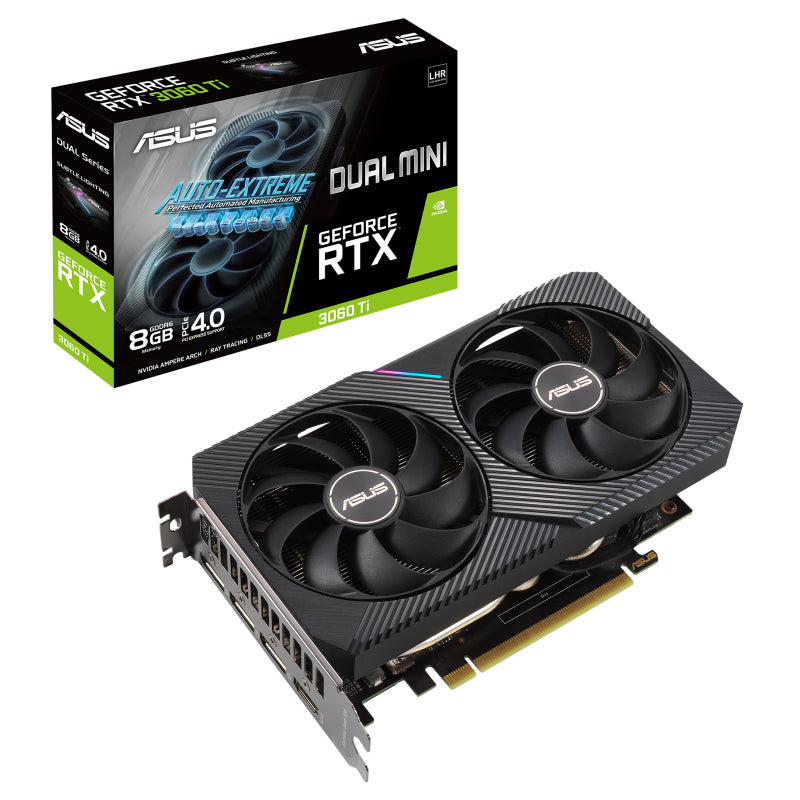 Asus N Vidia Ge Force Dual Rtx3060 Ti 8 G Mini V2 Rt 3060 Ti V2 Mini 8 Gb Gddr6 (Lhr) 2x Axial Tech Fans For Small Chassis And Intel Nuc 9 Kits