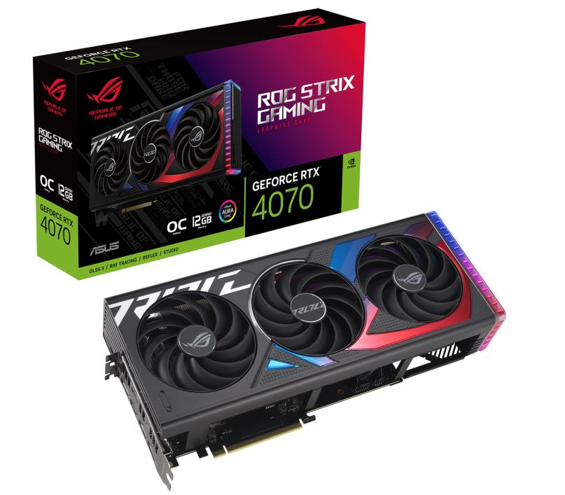 Asus NVidia GeForce Rog Strix Rtx4070 O12 G Gaming 12Gb Gddr6 X Oc Edition, 2610 MHz Boost Clock, Ram 21 Gbps, Hdmi X2, Dp X3