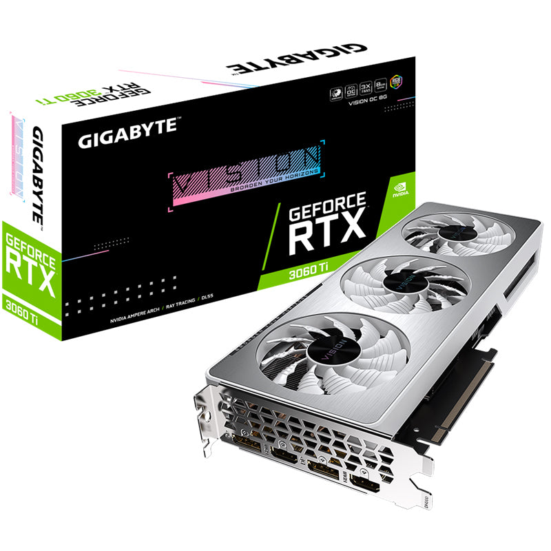 Gigabyte N Vidia Ge Force Rtx 3060 Ti Vision Rev 2.0 8 G Video Card, Gddr6, Pci E 4.0, 1755 M Hz Core Clock, 2x Hdmi 2.1, 2x Dp 1.4a (Ls)