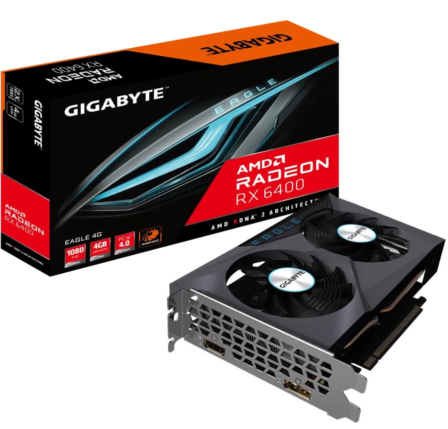 Gigabyte Amd Radeon Rx 6400 Eagle 4 G Video Card Gddr6,Pci E 4.0,Display Port 1.4 X1 Hdmi 2.1 X1