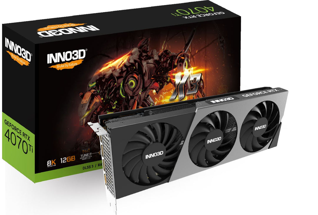 Inno3 D NVidia Ge Force Rtx 4070 Ti X3 12 Gb Gddr6 X, 2610 M Hz Boost Clock, Ram 21 Gbps, 3x Dp, 1x Hdmi, 297x118x42mm (4070 Ti)